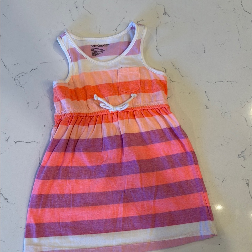 Striped Pink and Purple Sleeveless Dress